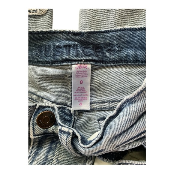 Justice Girls Flower Patch Distressed Jeans Size 8 Cropped Raw Hem - Picture 5 of 5